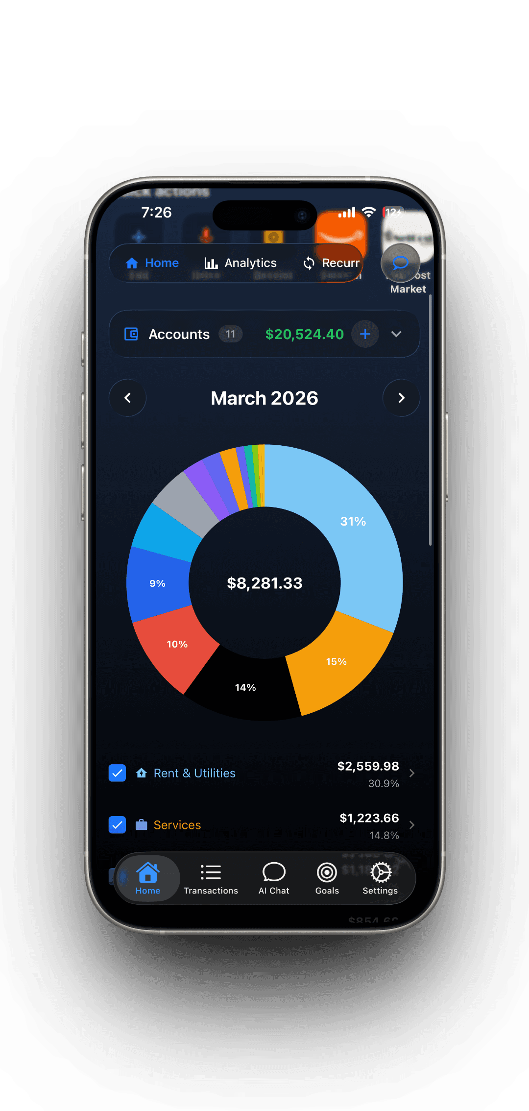 ALVEON app — smart expense and income tracker